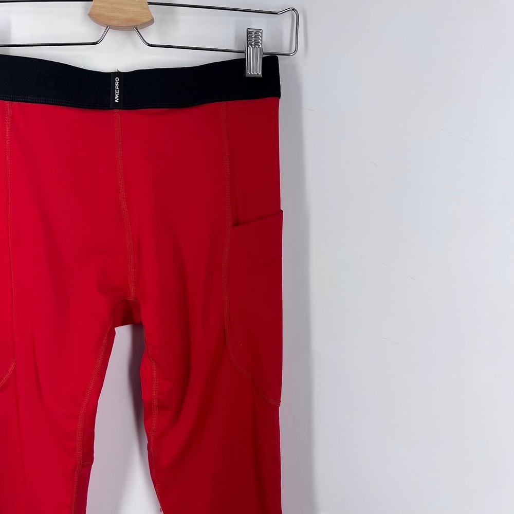 Nike Pro Dri-FIT Kids Red Compression Leggings Tight Fit Large Pockets 445591 - Picture 6 of 14